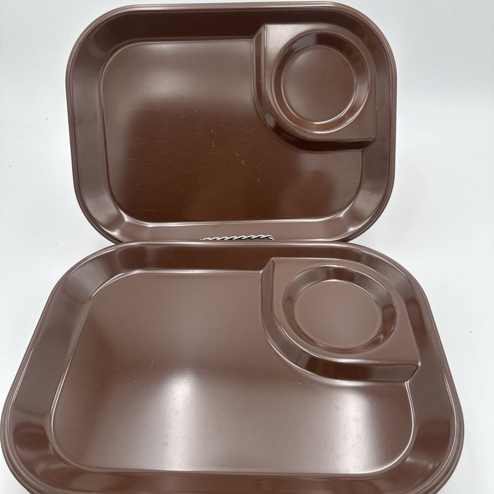 Lot Of 6 Vintage Brown Rubbermaid Melamine Lunch SnackTrays EUC